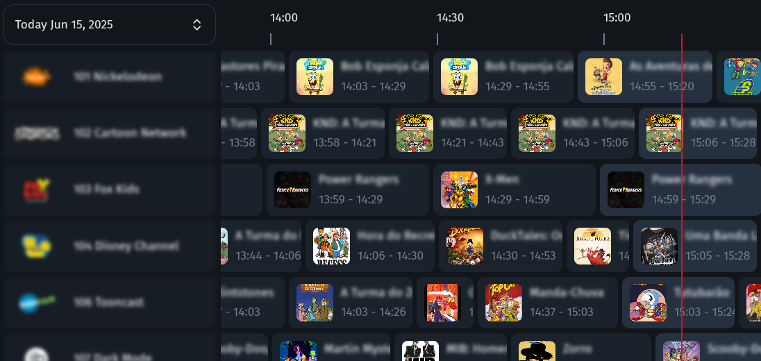 ErsatzTV program guide UI