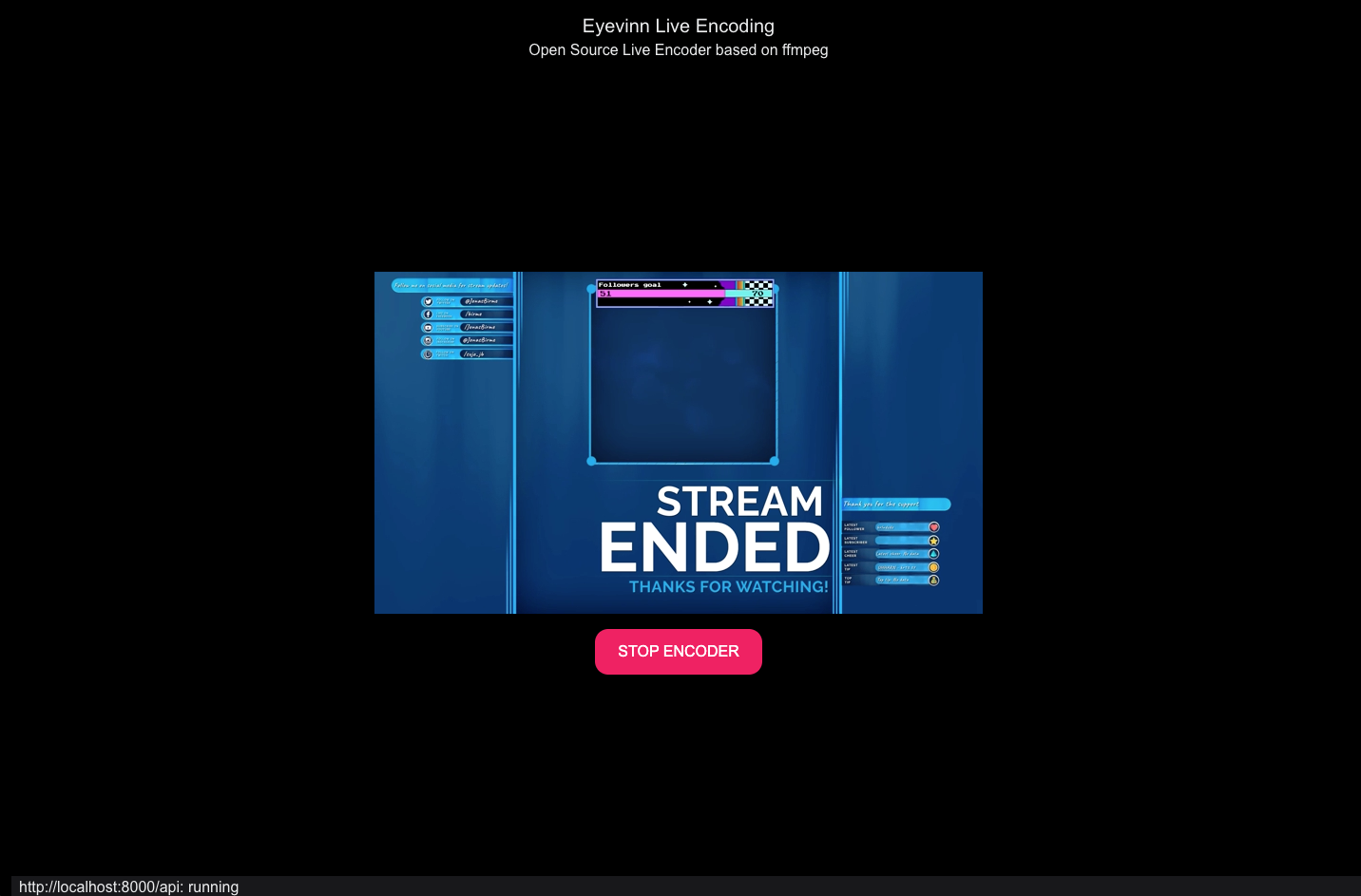 Eyevinn Live Encoding status and player