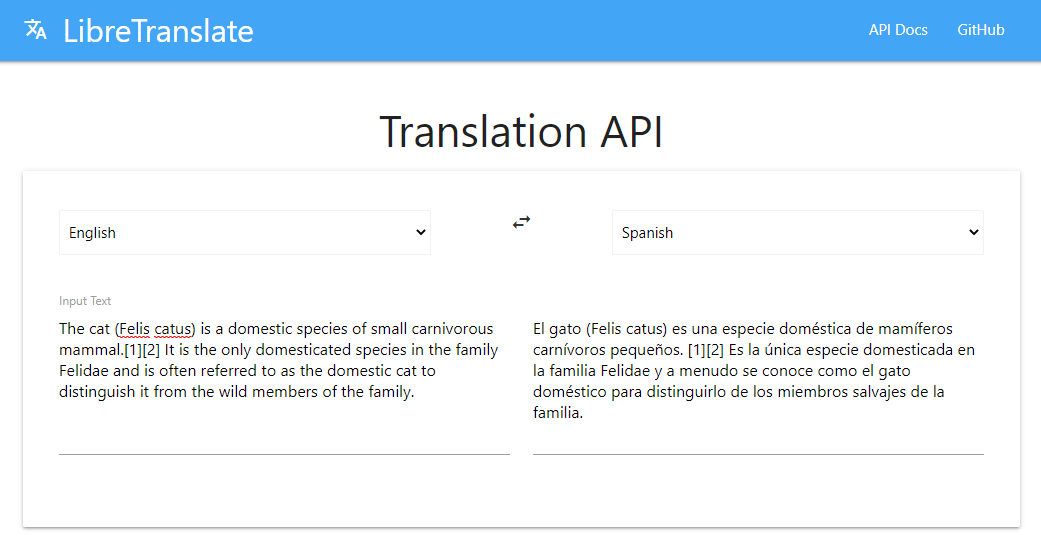 LibreTranslate self-hosted translation console