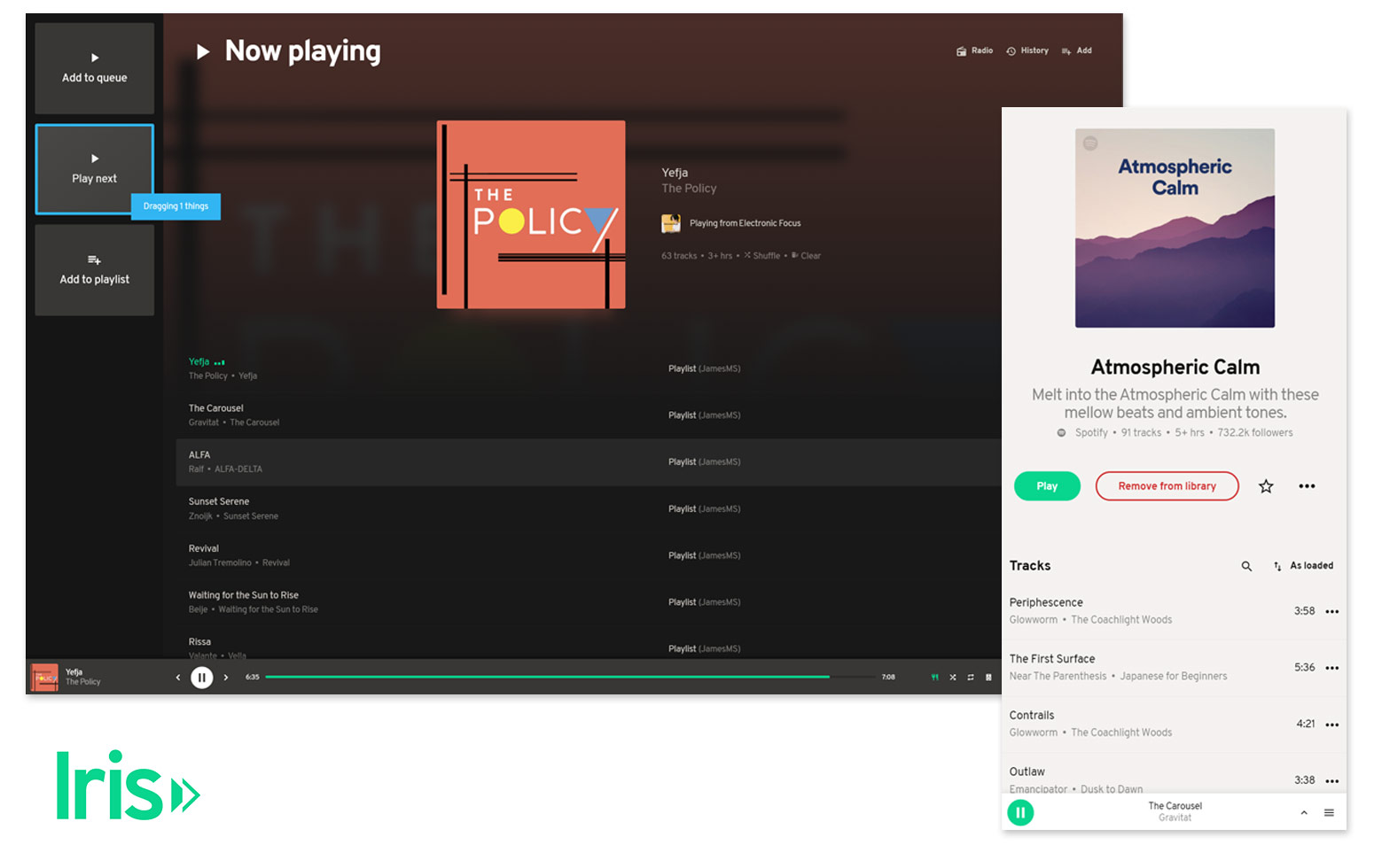 Mopidy web UI (Iris frontend)