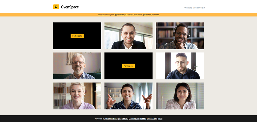 OvenSpace demo, the reference UI built on OvenMediaEngine