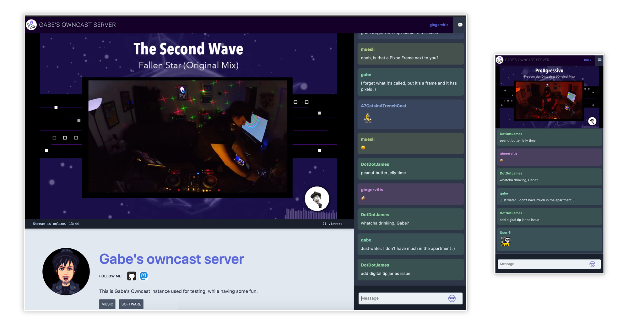 Owncast viewer and chat web UI