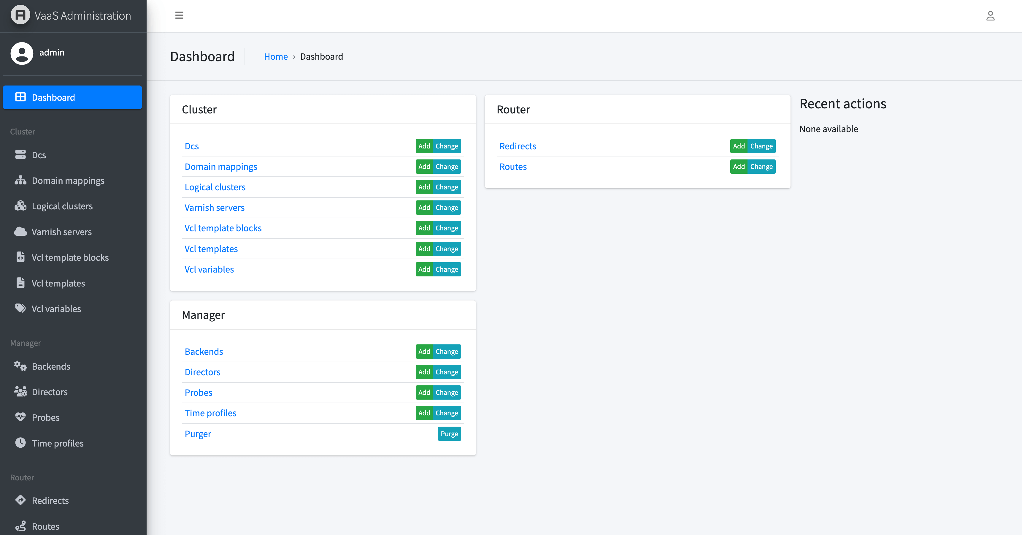 The Allegro VaaS web console managing the Vinyl Cache cluster