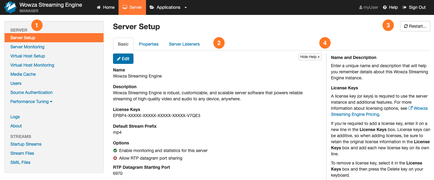 Wowza Streaming Engine Manager server configuration